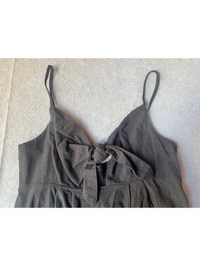 Shein Jumpsuit Womens L Black Cotton Adjustable Straps Elasticized Back Wide Leg